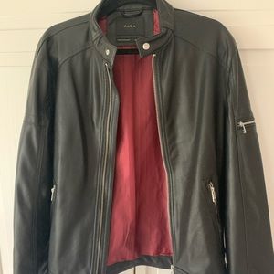 Men’s Zara leather bomber jacket